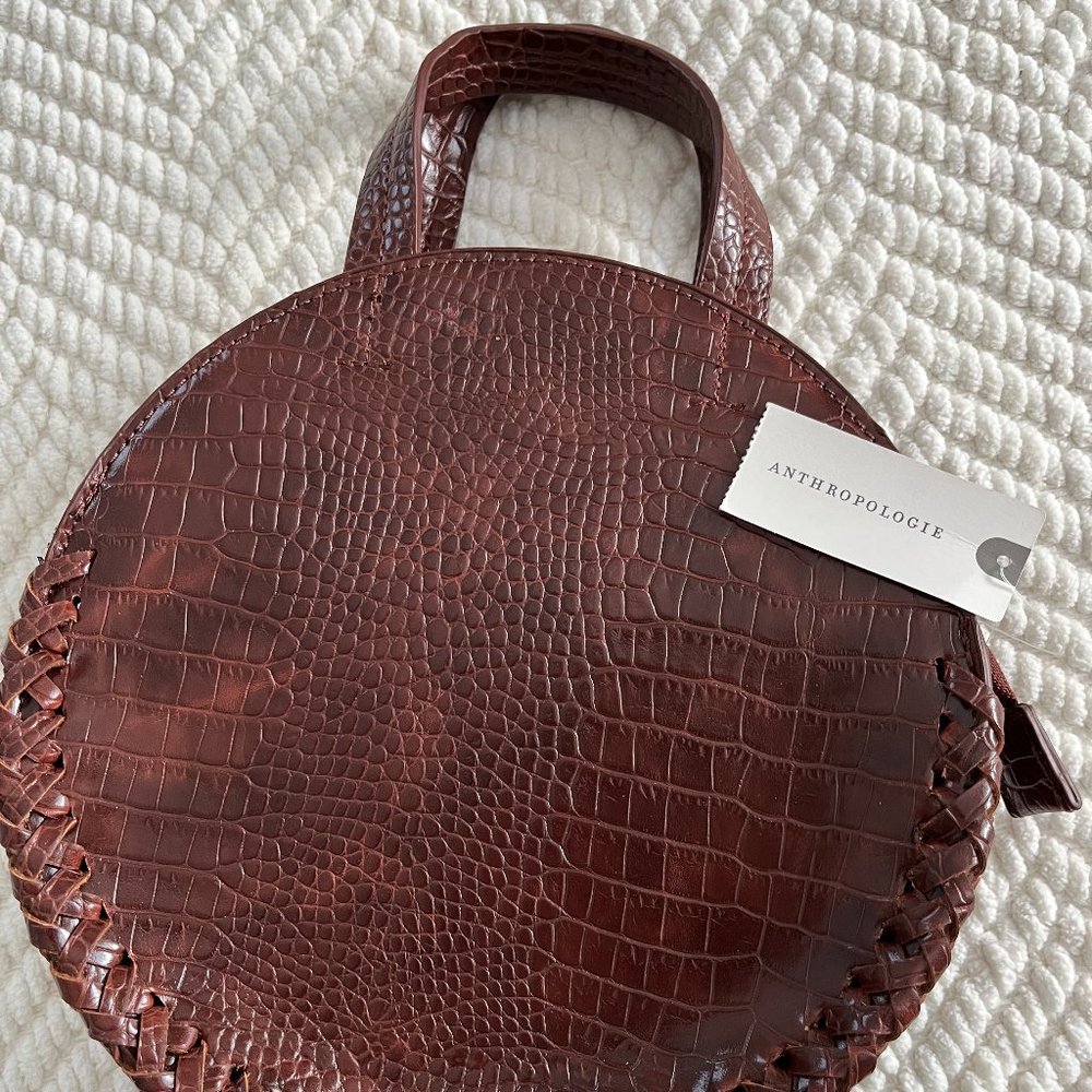 Anthropologie Faux Snakeskin Circle Purse
